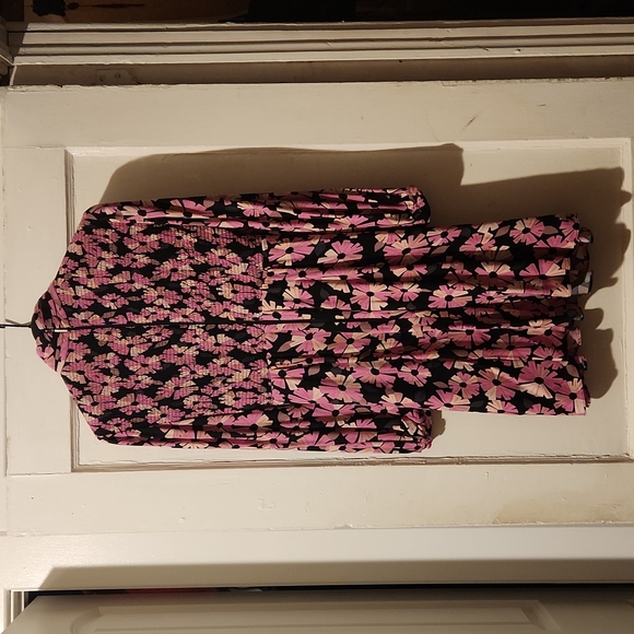 kate spade Pink and Black Floral High-Neck Midi Dress - Picture 3 of 7